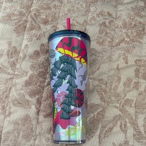 Starbucks Jellyfish Colorful Floral Tumbler with Straw
